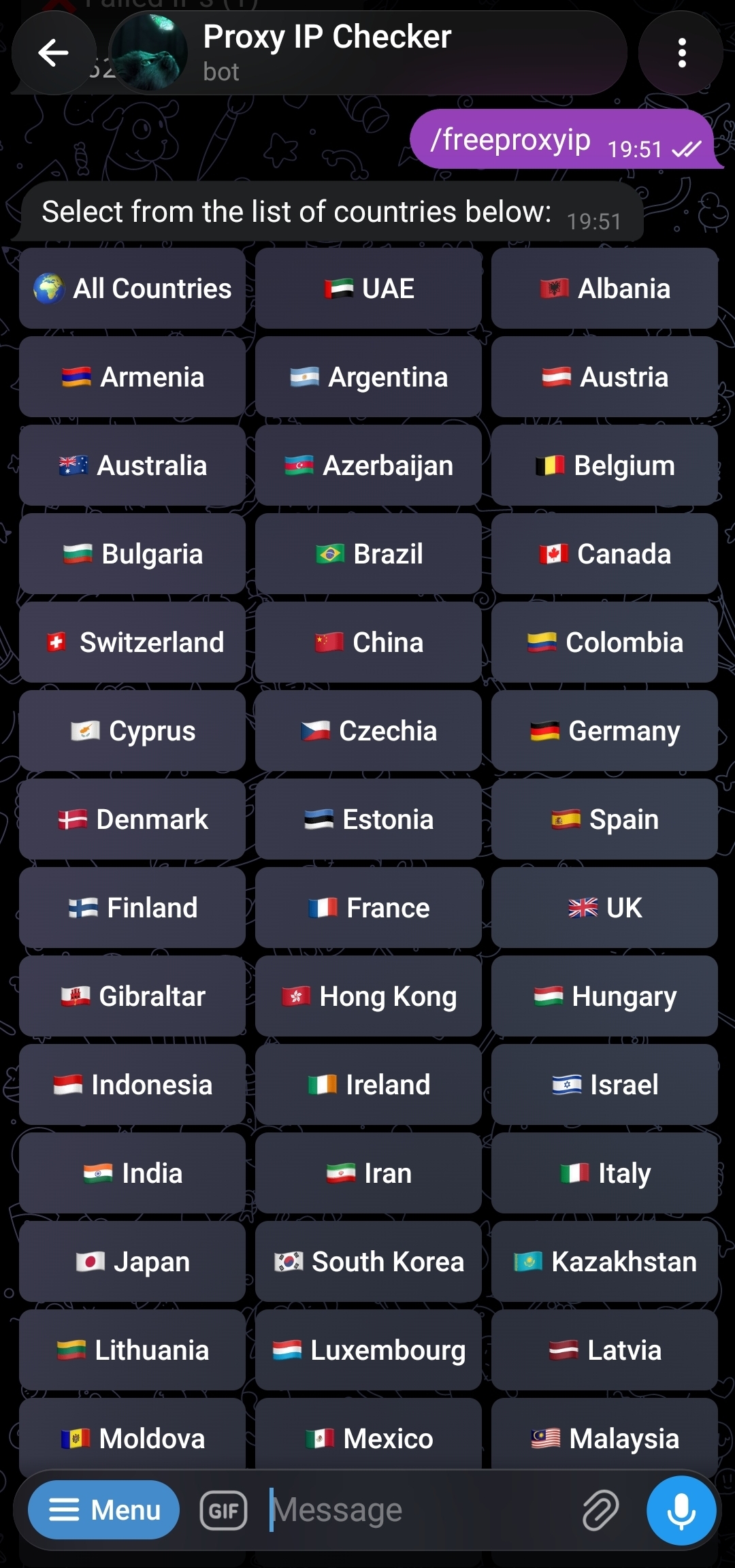 Country menu for /freeproxyip