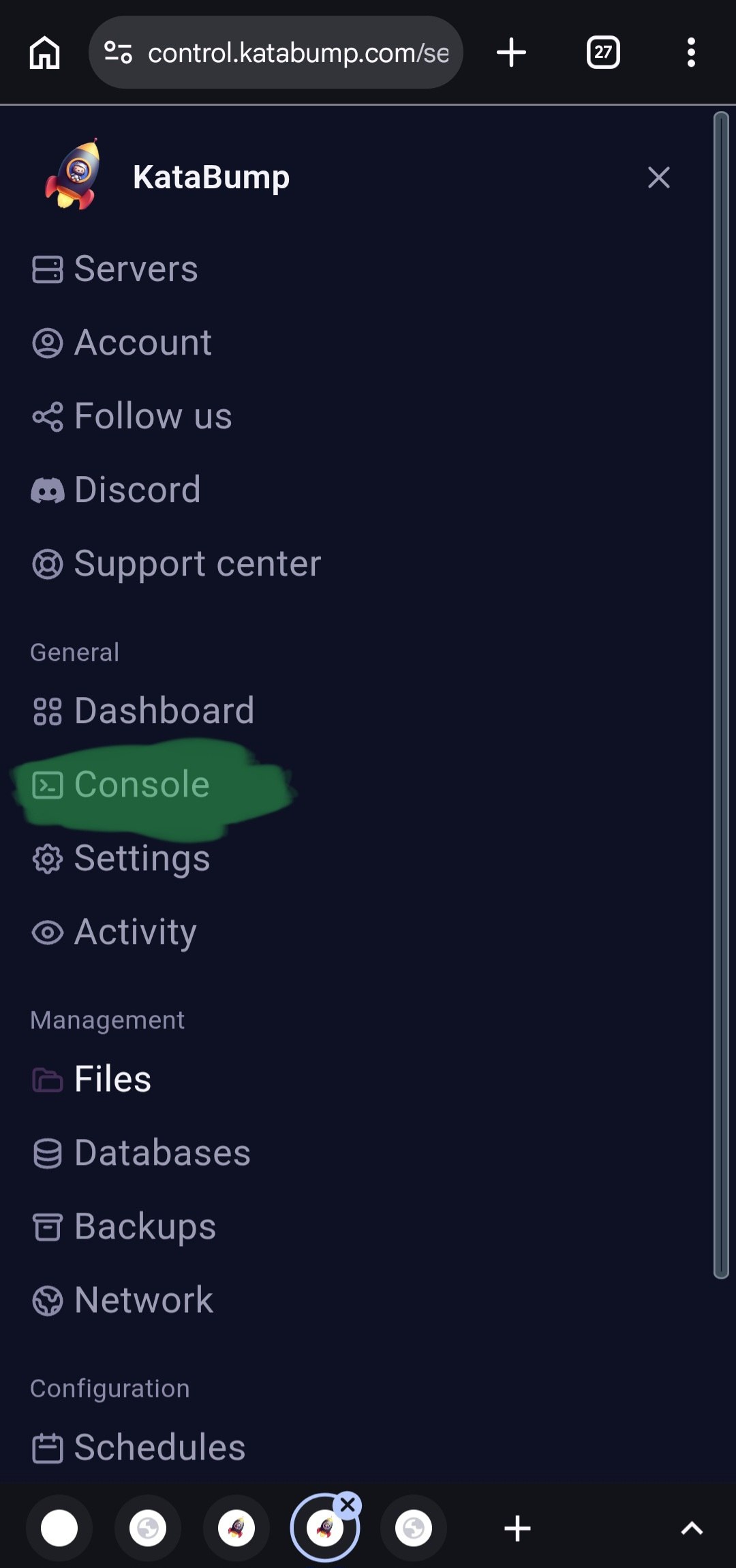 خروجی Console با لینک پراکسی