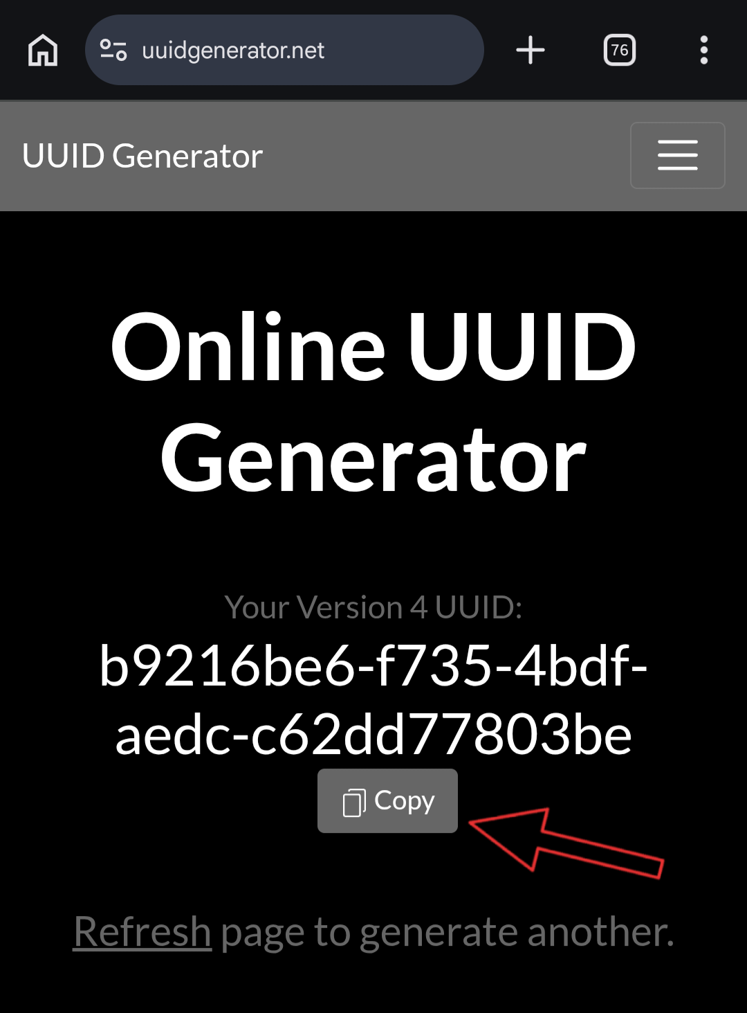 دریافت UUID