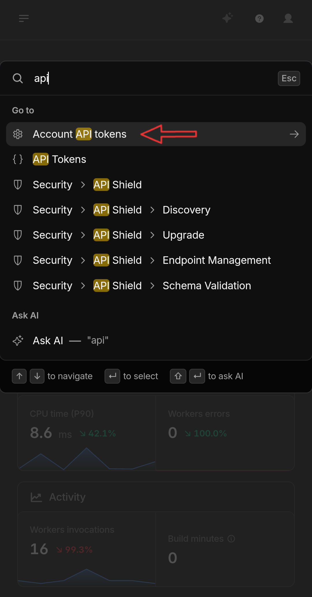 انتخاب account api tokens
